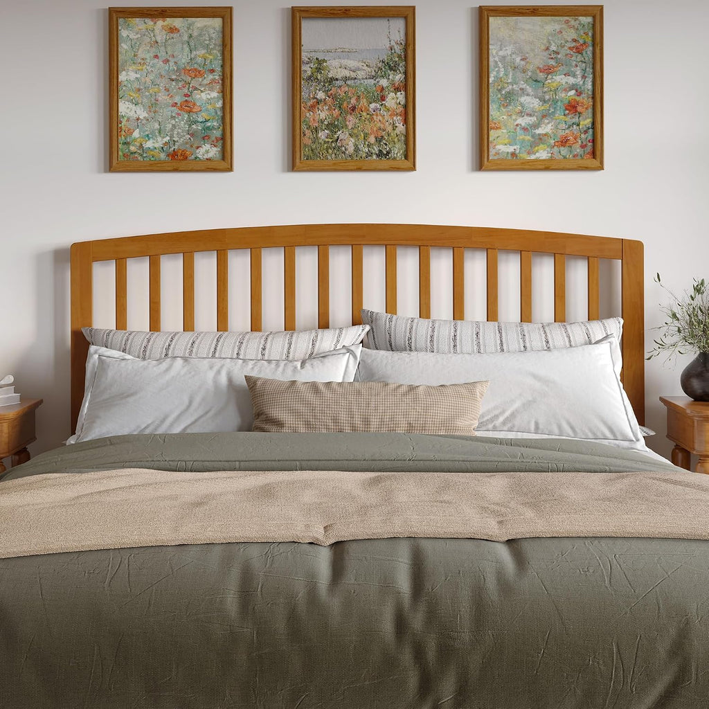 King Solid Wood Headboard, Light Toffee