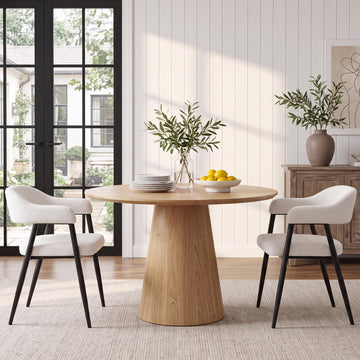 Modern Dining Room Arm Chairs Set of 2, Mid-Century White Faux Sherpa Boucle Upholstered Barrel with Arms, Black