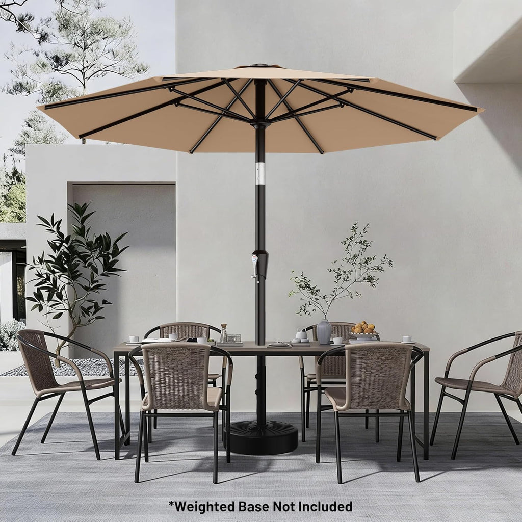 9 FT Patio Umbrella Table Umbrella with Push Button Tilt and Crank