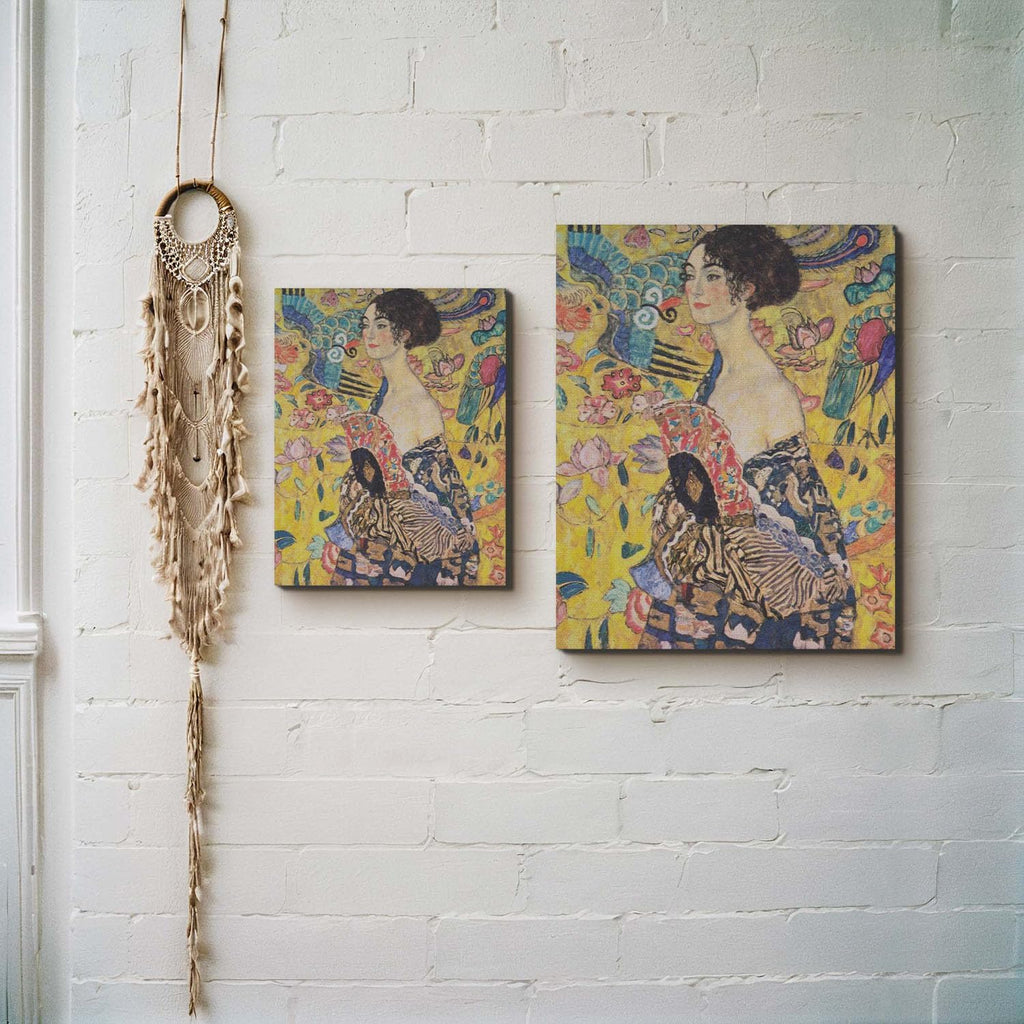 Fine Art Prints, Klimt Wall Art, Gustave Klimt Prints, Lady With A Fan Canvas Print, Ready To Hang Home Wall Decor