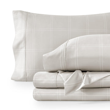 Printed Sheet Set (Modern Plaid - Stone/White)
