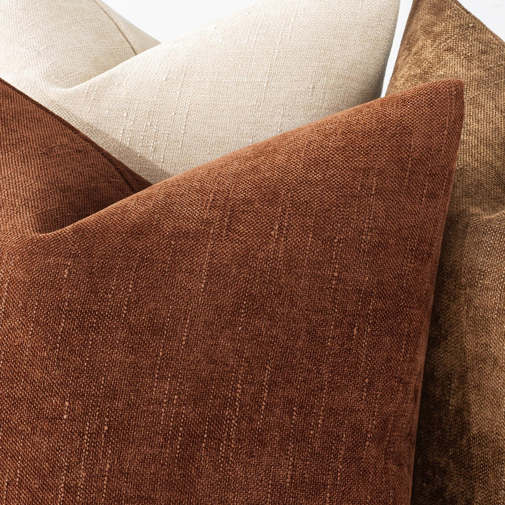 Textured Chenille Fall Throw Pillow Covers 22x22 Inch Dark Rust