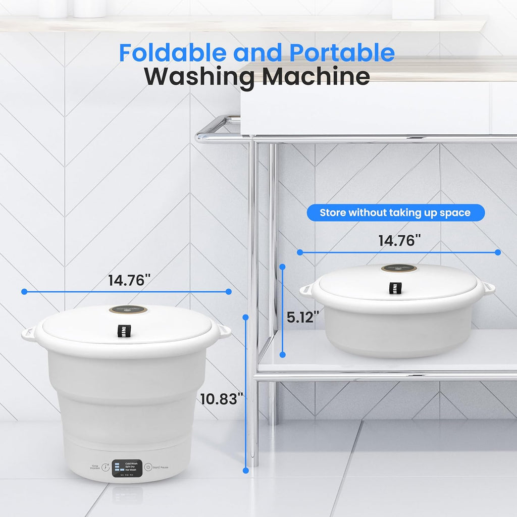 Mini Portable Washing Machine, Foldable Compact Washer for Dorms, Travel, Apartments and Camping, Semi-Automatic