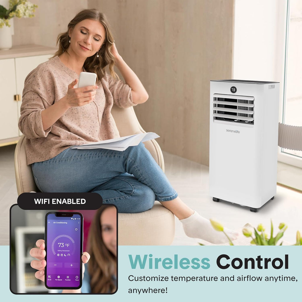 8,000 BTU Portable Air Conditioner and Heater, Small AC with Dehumidifier and Fan, Wifi Function