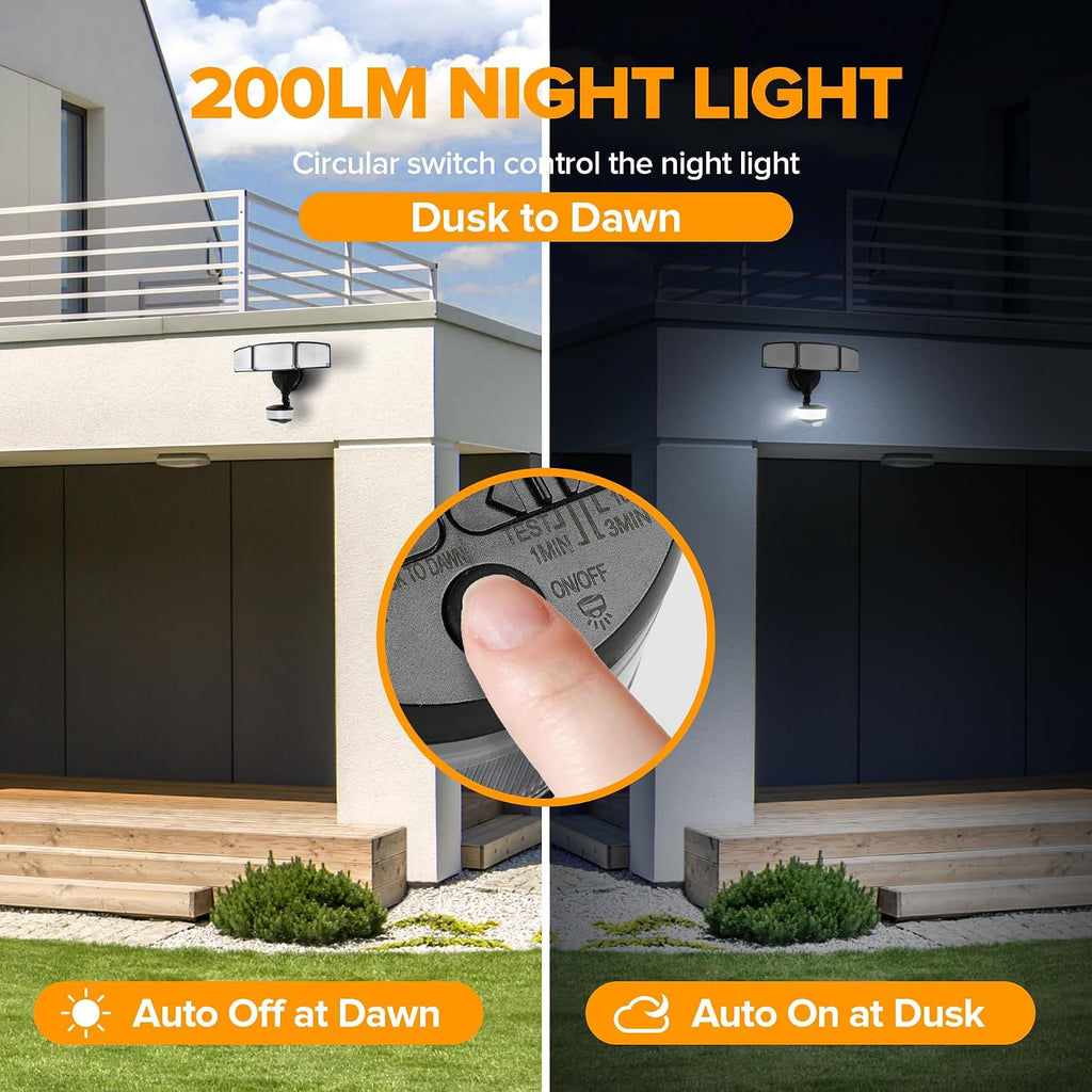 74W 8000 Lumen Motion Sensor Outdoor Lights, 5000K Daylight, IP65 Waterproof Flood Lights Outdoor with Night Light