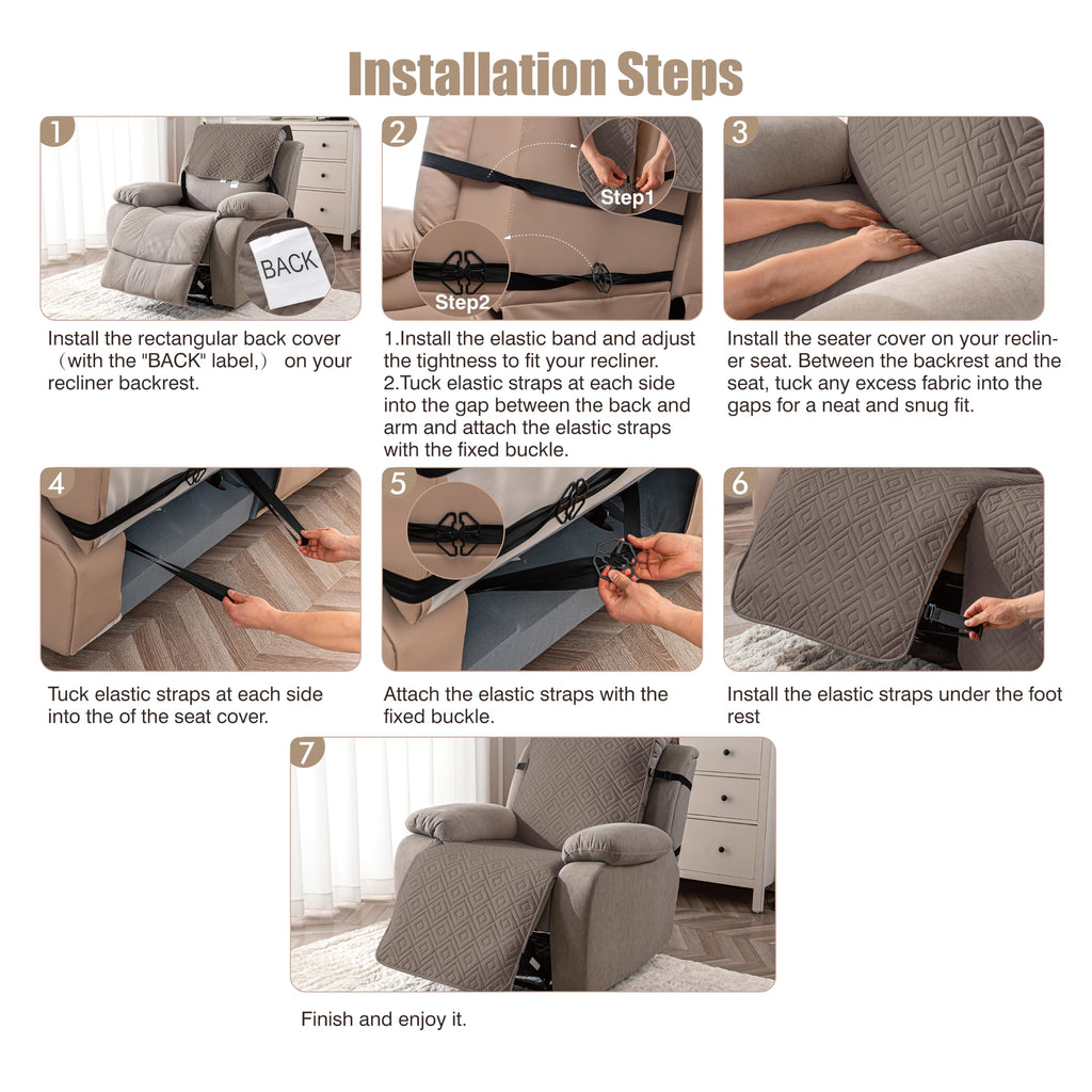 Waterproof Oversized Recliner Chair Cover, Non-Slip, 28"