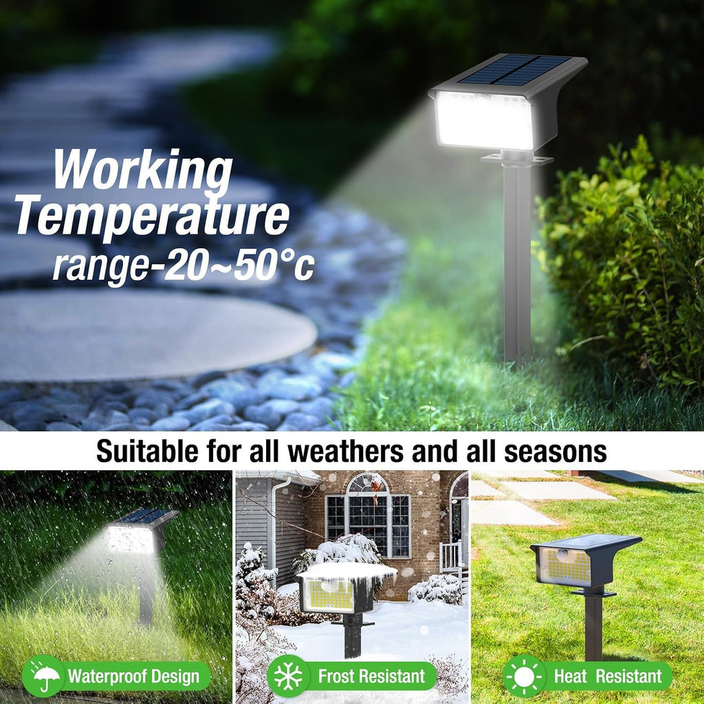 3 Pack 62 LED Solar Spot Lights Outdoor Motion Sensor with 3 Modes | 2-in-1, Auto ON/OFF, Solar Powered, Waterproof