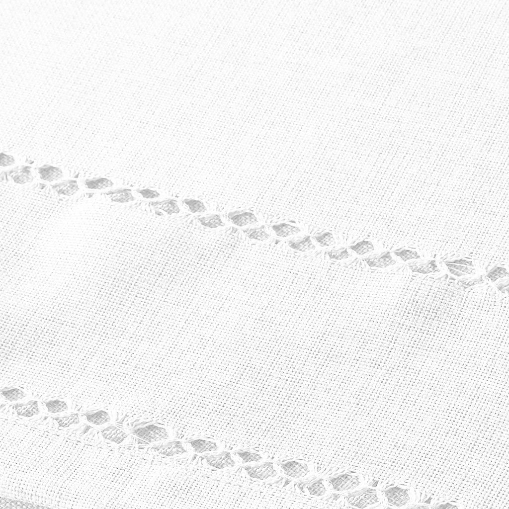Hem Stitch Embroidered Vintage Design Tablecloth White 68" by 108" Oblong/Rectangle