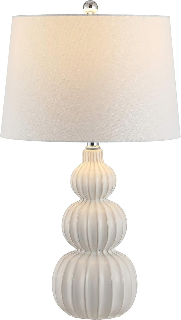 Corina White Triple Gourd Ceramic 26-inch Bedroom Living Room Home Office Desk Nightstand Table Lamp (LED Bulb Included)