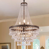 French Empire Crystal Chandelier Lighting Antique Bronze, 6-Light French Country Foyer Chandelier Pendant, Hanging Ceiling Lighting Fixture for Dining Room, 22" Dia x 35" H A108-B09W2C239V