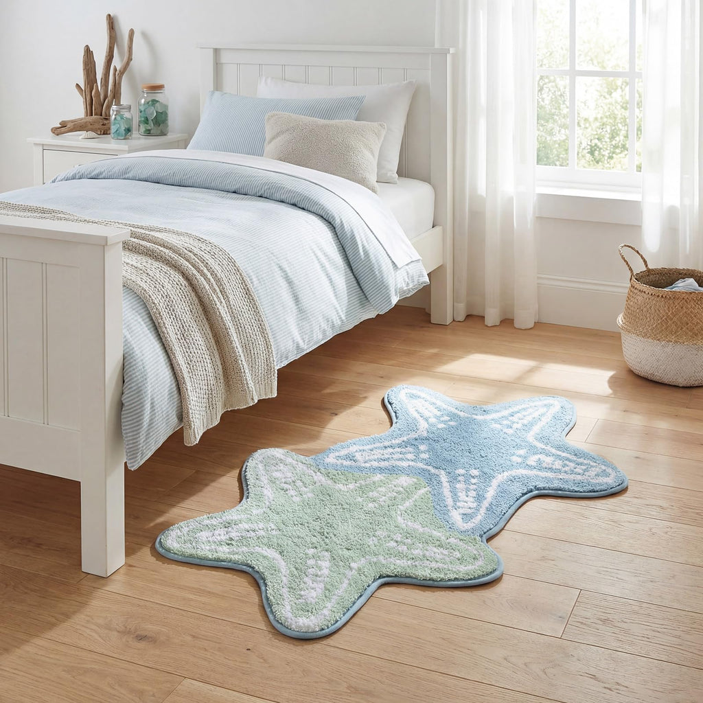 Beach Starfish Bathroom Rug Soft & Absorbent Starfish Shaped Mats