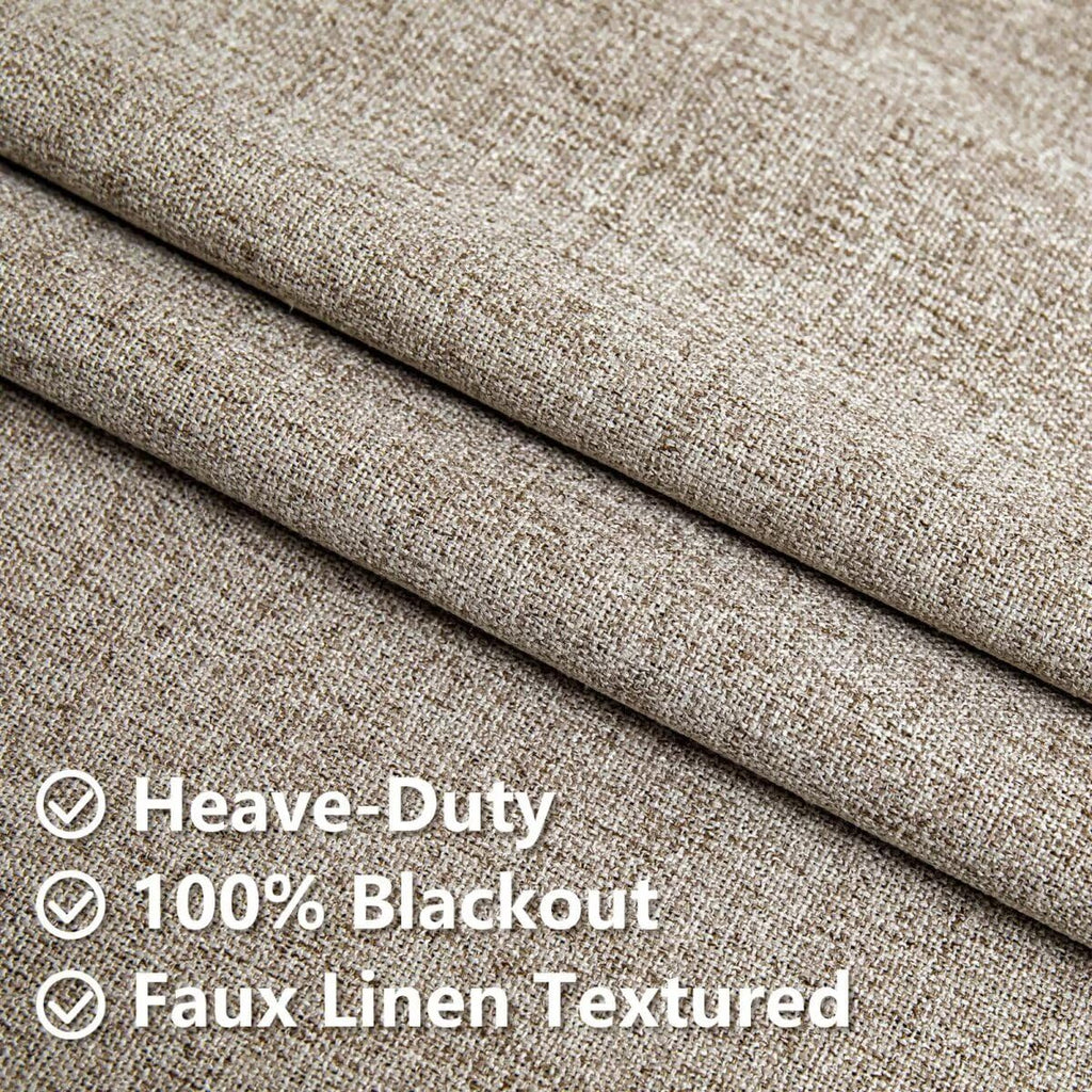 100% Blackout Curtains 2 Panels Set, Beige Curtains, Black Out Thermal Insulated Grommet Drapes