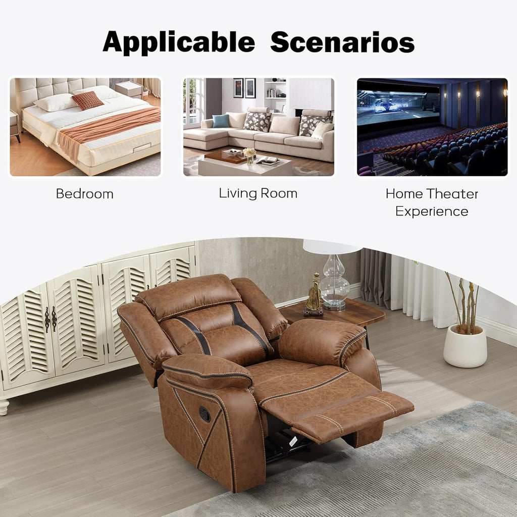 Faux Leather Manual Recliner Chair, Modern Design Single Reclining Sofa Chair with Comfortable Armrest and Backrest