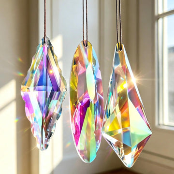 3PCS Crystal Suncatcher Prism, AB Rainbow Maker for Window - Faceted Geometric Glass Prisms, Hanging Crystal Ornament