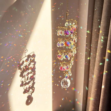 Crystal Spiral Sun Catcher Hanging Prisms Suncatcher for Window Garden - Hanging Crystals,Glass Wind Chimes