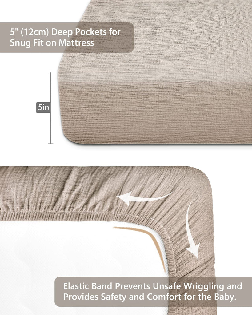 Mini Crib Sheets 2 Pack, Muslin Cotton Nursery Bedding, 24" x 38"