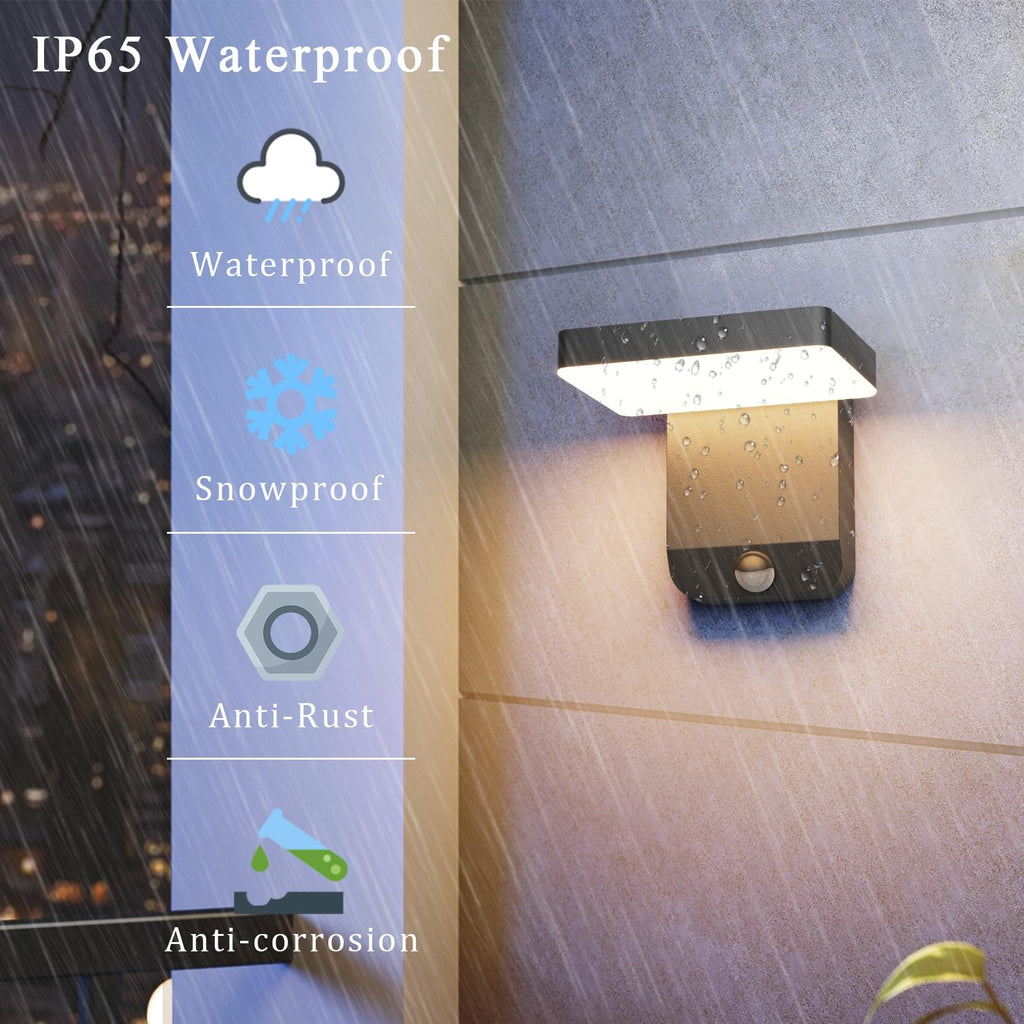 2 Pack Motion Sensor Outdoor Wall Light, Modern LED Black Motion Outdoor Light IP65 Waterproof Exterior Wall Sconces