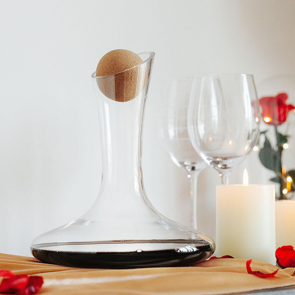 BTaT- XL Decanter with Drying Stand, Stopper, Brush and Beads, Hand Blown Crystal Glass, Wine Decanter, Wine Carafe