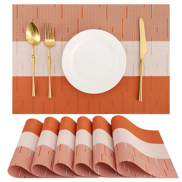 Placemats Set of 6, Vinyl Woven Heat-Resistant Place Mats
