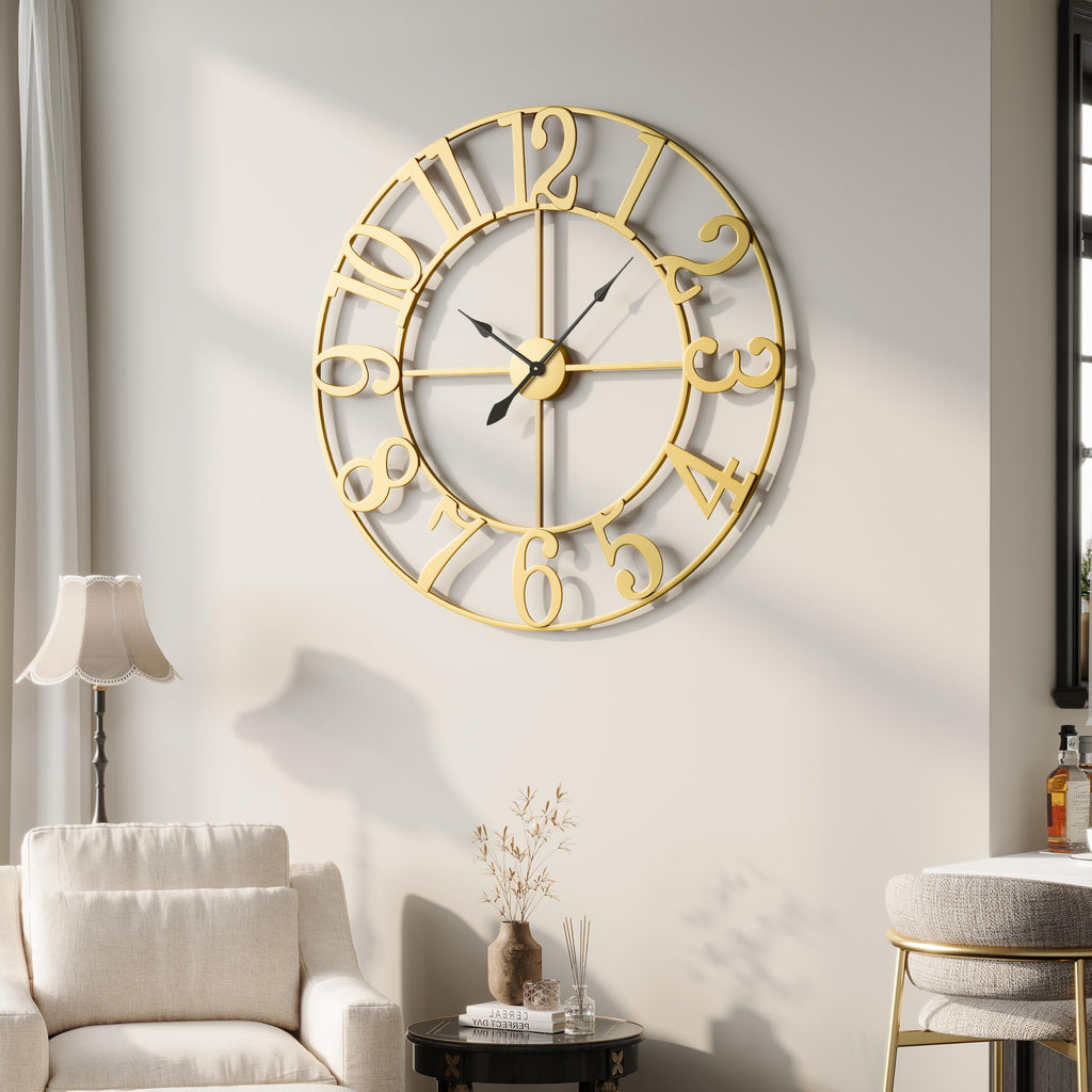 40 Inch Extra Large Gold Wall Clock, Decorative Metal Wall Clocks