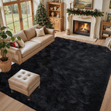 5x7 Fluffy Shag Area Rug, Ultra Soft Non-Slip Plush Carpet for Bedroom Kids Room Black