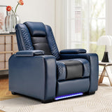 Power Home Theater Seating, PU Leather Electric Recliner Chair with Powered Headrest, Dual Motors Movie Reclining Chairs with LED Lights,USB Port, Cup Holders, Hidden Arm Storage (Blue & Black) A120-B0D7M4SW7Y