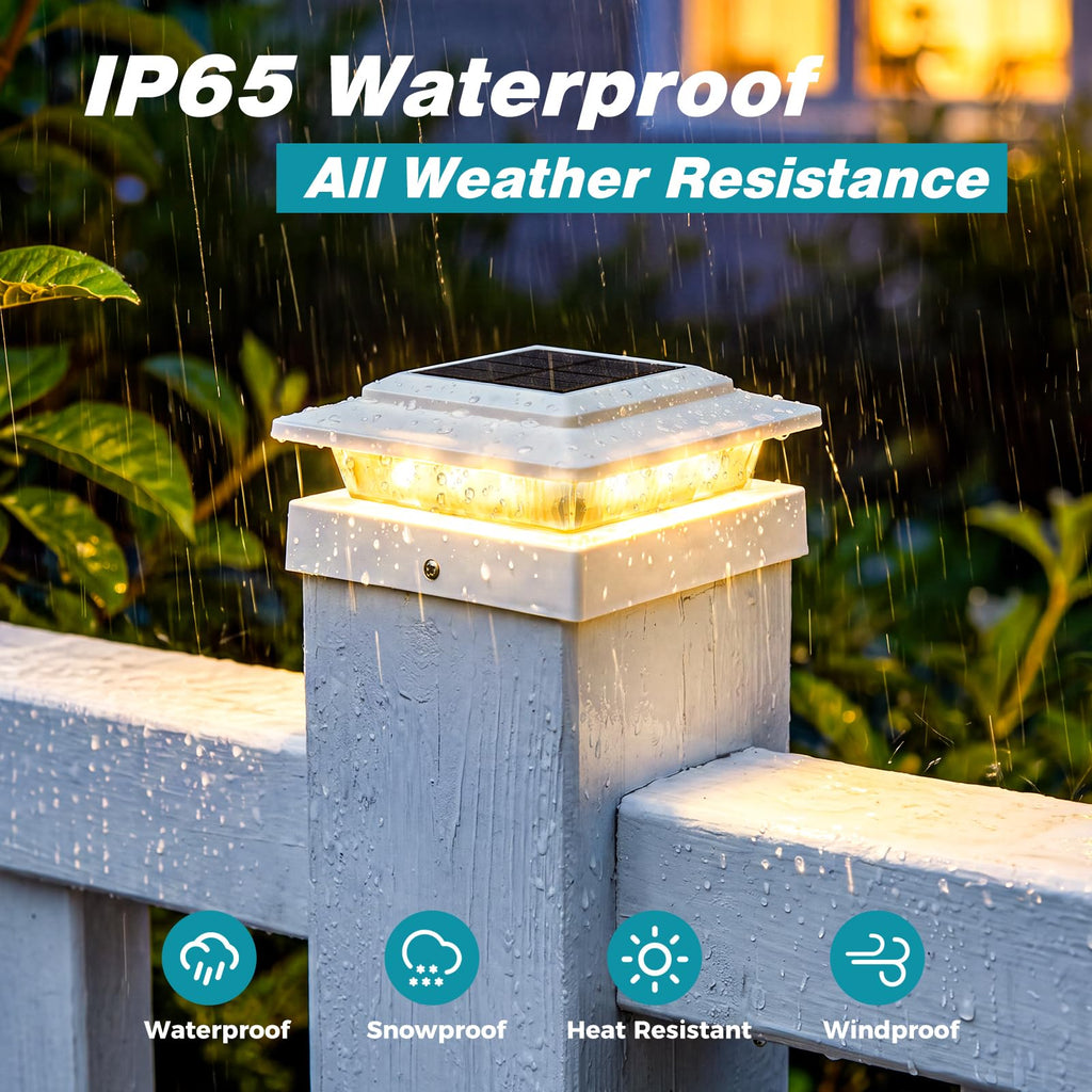 4x4 Solar Post Cap Lights Outdoor 12Pack- 3 Color Temperatures&2 Level Brightness, IP65 Waterproof, 16 LED Fence Deck