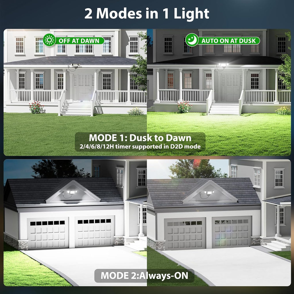 Dusk to Dawn Outdoor Lighting, Plug in Flood Light, Remote, Black | 100W 10000LM LED Security Light with Photocell, 2