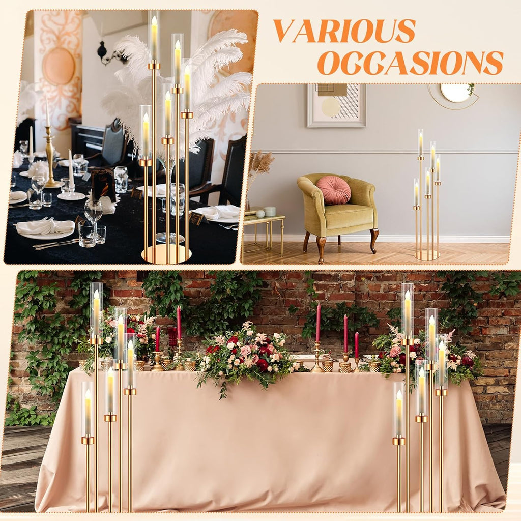 5 Arm Candelabra Centerpieces for Tables 42.5'' Tall Floor Candle Holder Metal Candlestick Stand with Acrylic