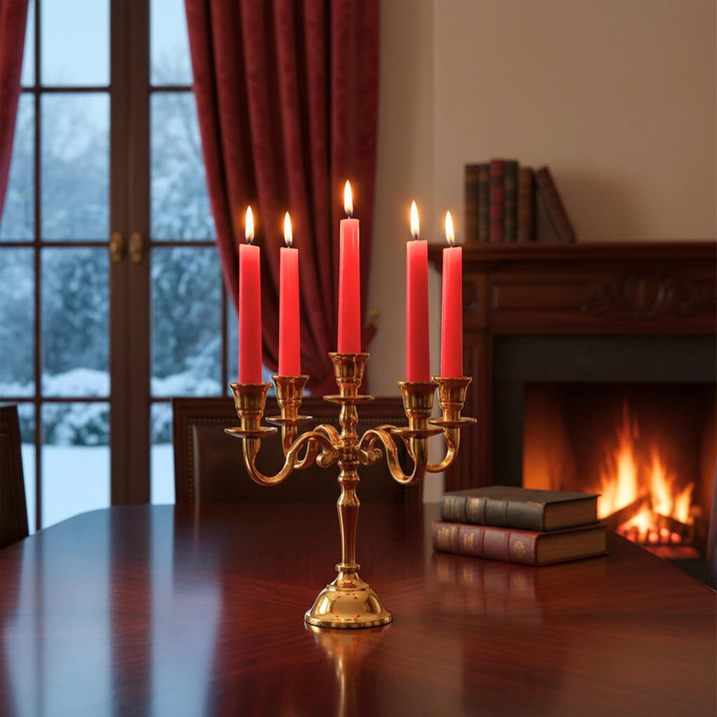 5 Arm Baby Candelabra Gold Glossy 8 Inch Taper Candle Holders Gothic Decorations Candlesticks Holder Home Decor