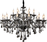 Modern Luxury K9 Crystal Chandelier 18 Light Large Smoky Gray Crystal Chandelier Lighting 39.5" E12 Crystal Pendant Light Fixtures for Living Room, Stair,Store (Double Layer 12+6 Lights) A110-B0C61H1CQC