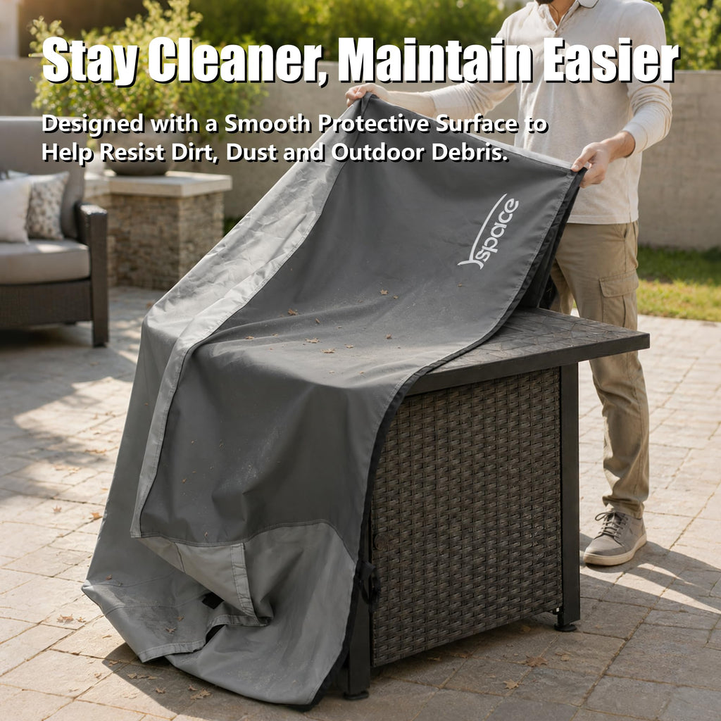 42" Fire Pit Cover Rectangular, 600D Outdoor Fire Table Cover