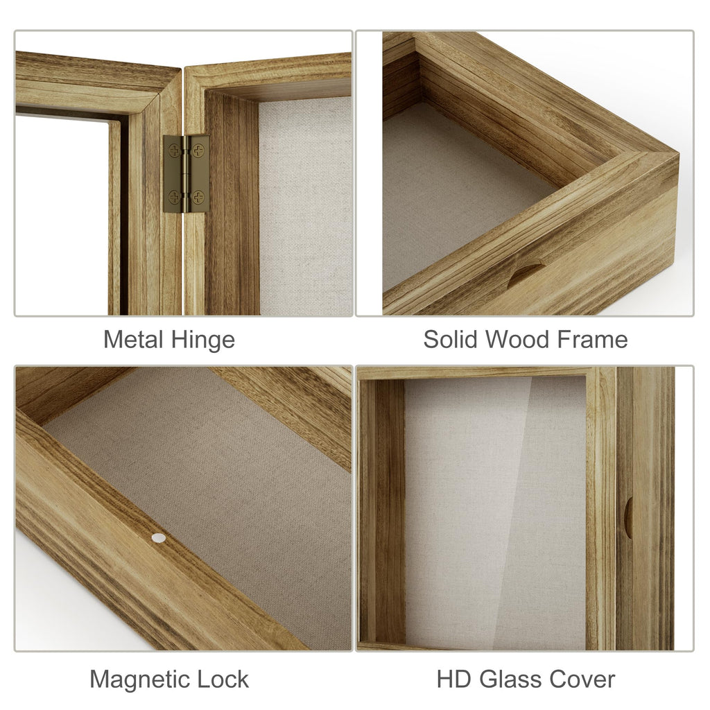 8x8 Deep Shadow Box Frame, Solid Wood Frame, Carbonized Black