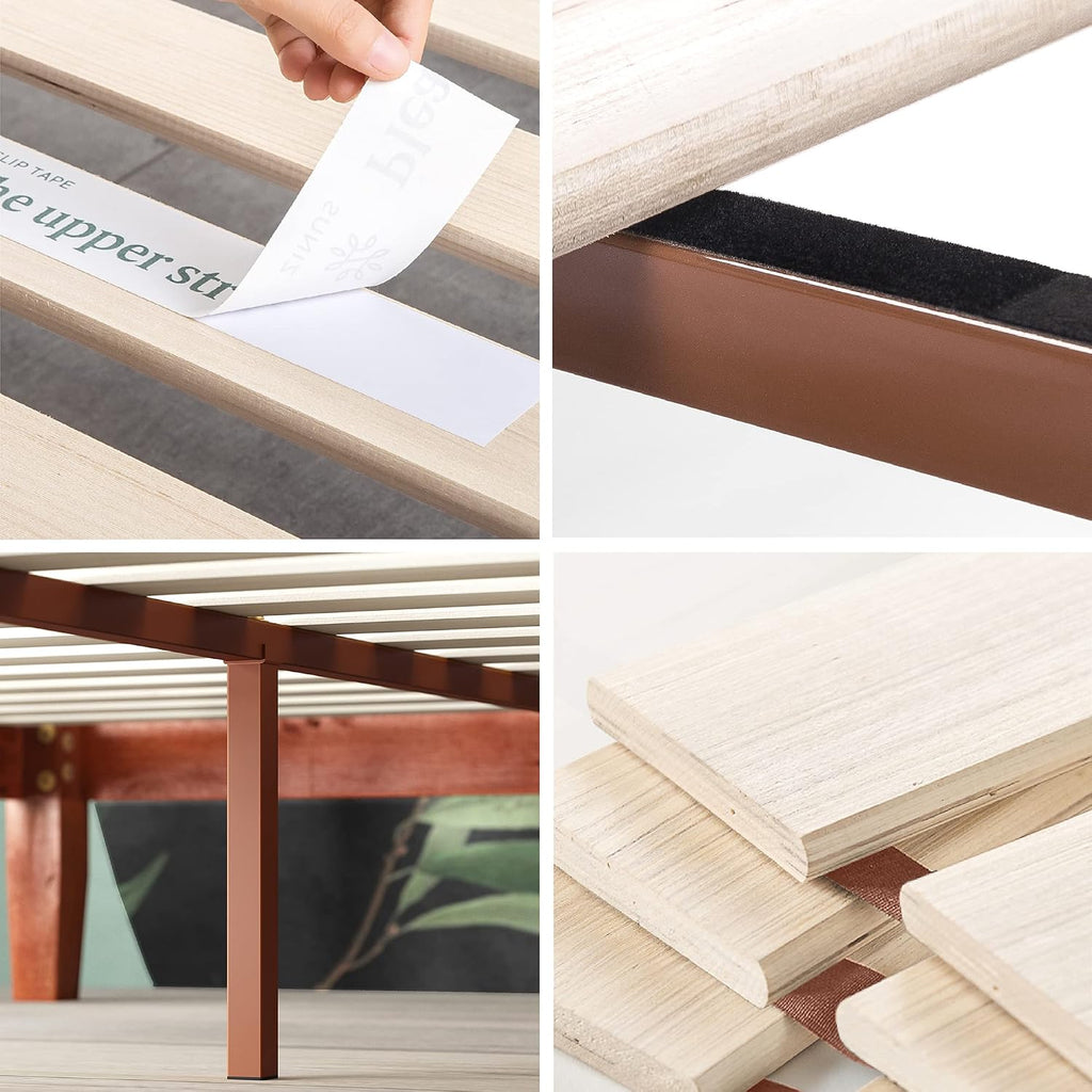 Wen Wood Platform Bed Frame/Solid Wood Foundation/Wood Slat Support/No Box Spring Needed/Easy Assembly, Queen