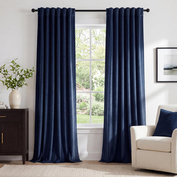 Navy Blue Velvet Blackout Curtains, W52 x L84, 2 Pcs