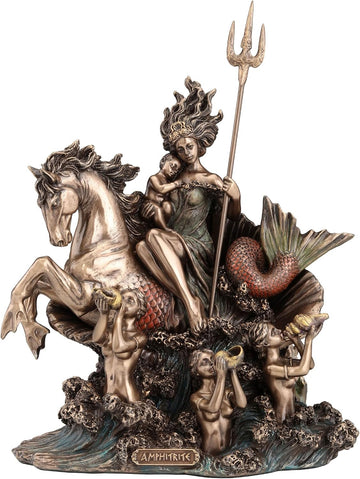 9 5/8 Inch Amphitrite The Greek Goddess of The Sea Cold Cast Resin Bronze Finish Sculpture