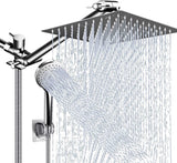 Shower Head Combo,10 Inch High Pressure Rain Shower Head with 11 in Adjustable Extension Arm and 5 Settings