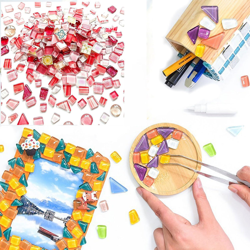 2.2LB Mixed Colors Irregular Crystal Glass Mosaic Tiles, DIY Mosaic Tiles