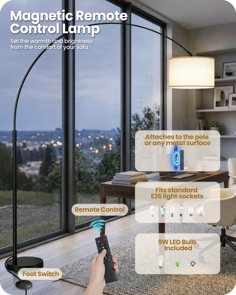 82" Tall Dimmable Arc Floor Lamp, Extra Large Arched lamp