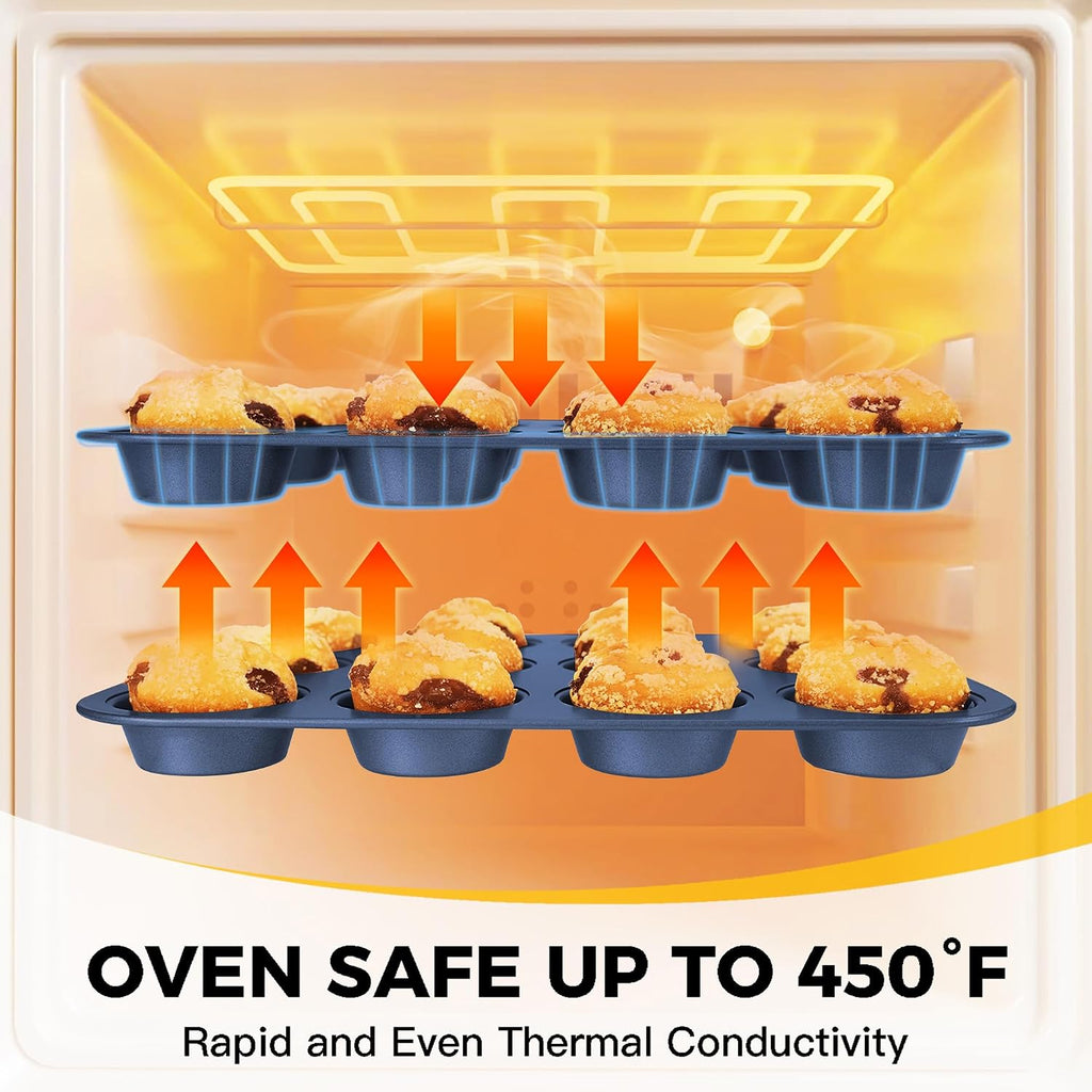 Bakeware Sets, Pans Set, Nonstick Oven Pan with Wider Grips, 10-Piece Including Rack, Cookie Sheet, Cake Pans, Loaf