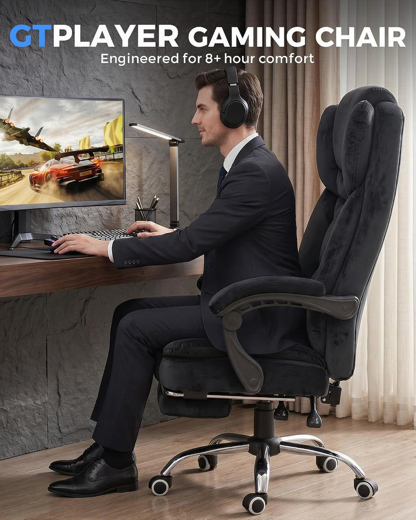 Big and Tall Office Chair with Pocket Spring Cushion & Ergonomic Lumbar Support for Lower Back Pain Relief, High Back