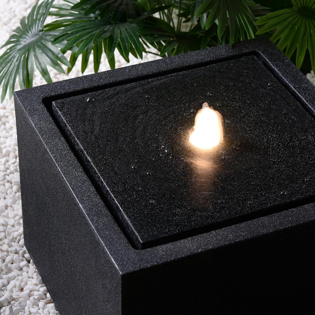 12.79” H Outdoor Water Fountain Made with Eco-Friendly Recyclable Materials, Polyethylene Square Bubbler Outdoor