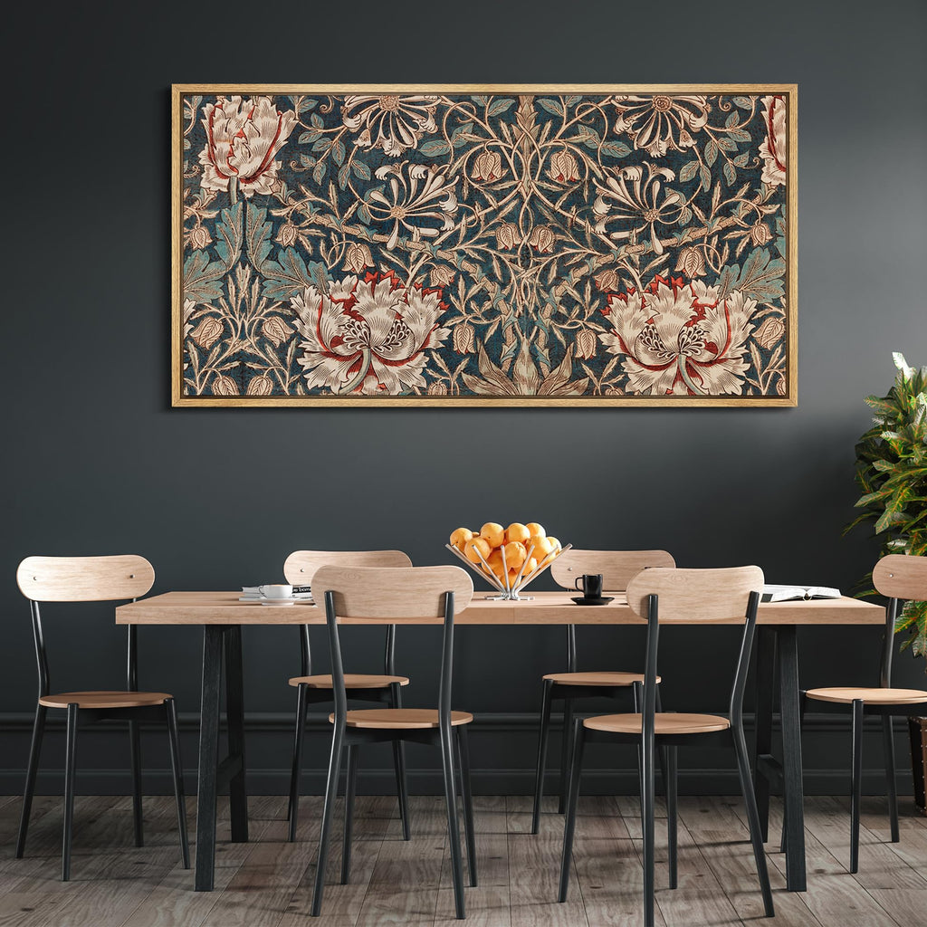 Extra Large Framed Canvas Print Wall Art Botanical Elegance Victorian Style Floral Antique Retro Fine Art