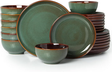 Plates and Bowls Sets for 8, 24 Piece Dinnerware Set for Large Families & Entertaining, Elegant Design