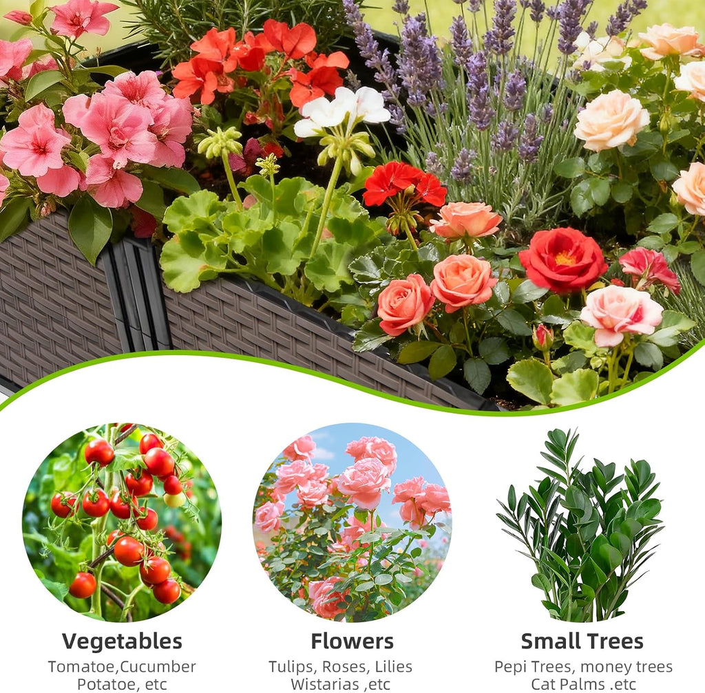 Large Raised Planter Box Outdoor Self Watering 94.4"x15.7"x14.2", Deep Raised Garden Bed - Elevated Garden Box with