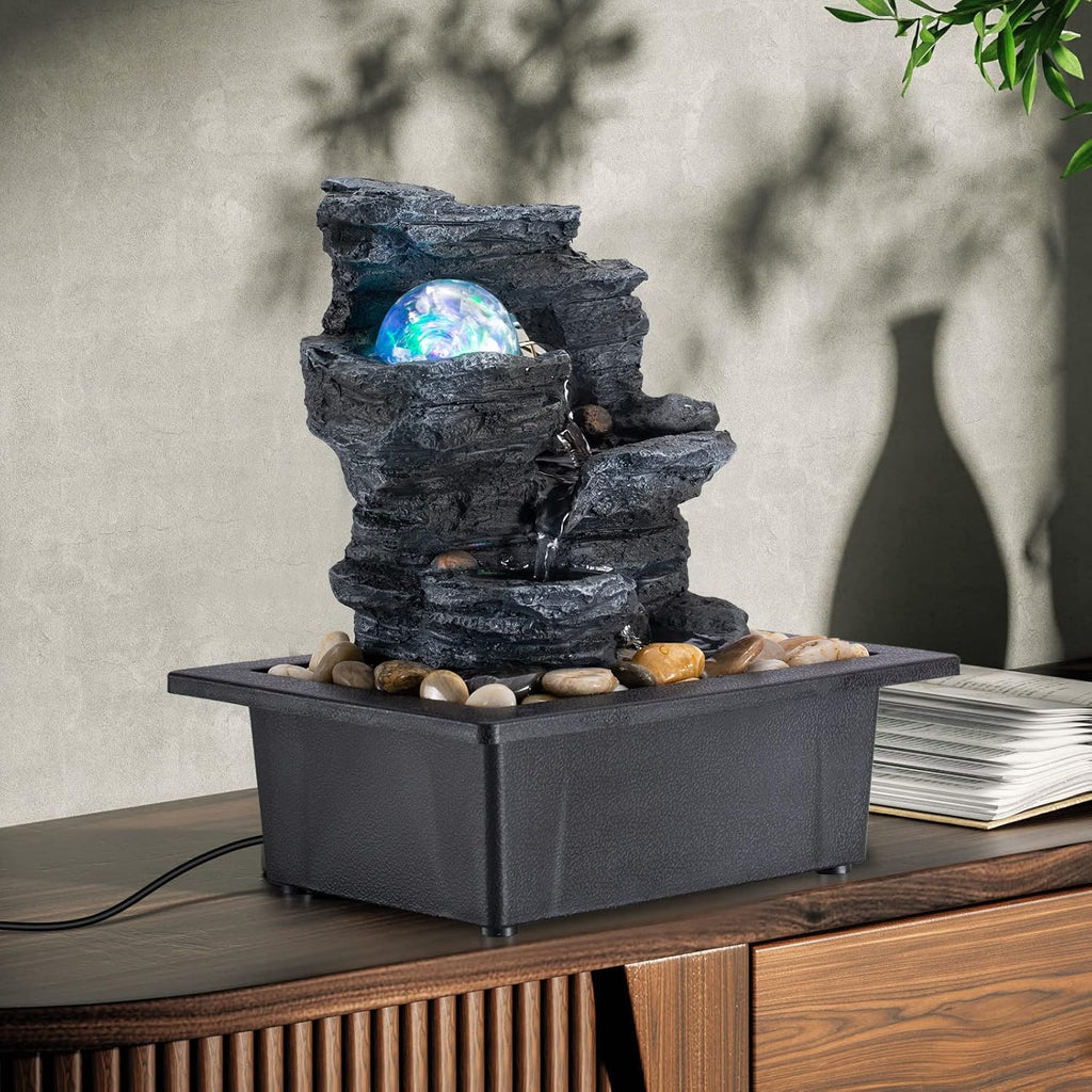 Table Top Fountain Spin Ball Rock Waterfall Fountain Office Table Top Fountain Includes Many Natural River Rocks