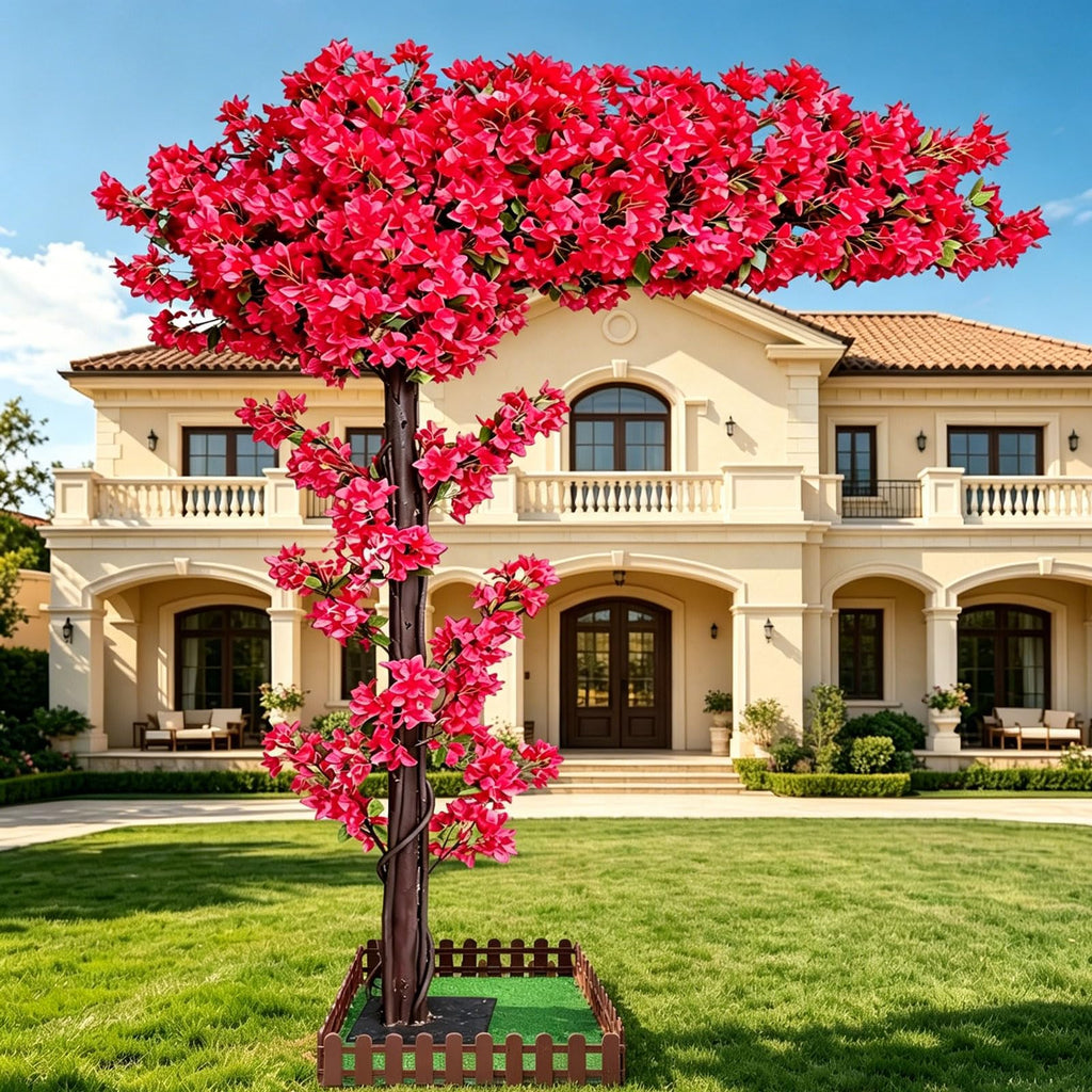 6FT Red Wedding Bougainvillea Artificial Tree Large, Artificial Cheery Trees Indoor Outdoors Decor, Tall Handmade Fake