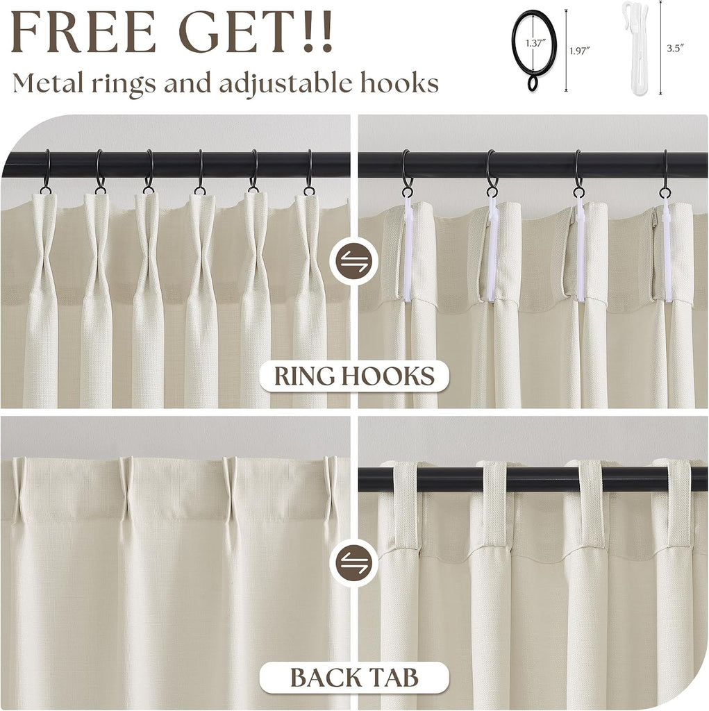 70x102 Inch Extra Wide Curtains 102 Inch Long Natural Linen Privacy