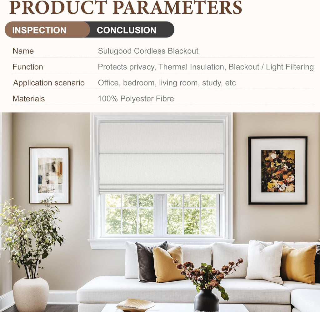 Cordless Roman Shades for Windows - Custom Size Off-White, Blackout Roman Shades Fabrics, Roman Blind for UV