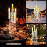 8 Sets 5 Arm Acrylic Candelabra Holder Floor Clear Candle Centerpieces with LED Candles and Shade for Proposal
